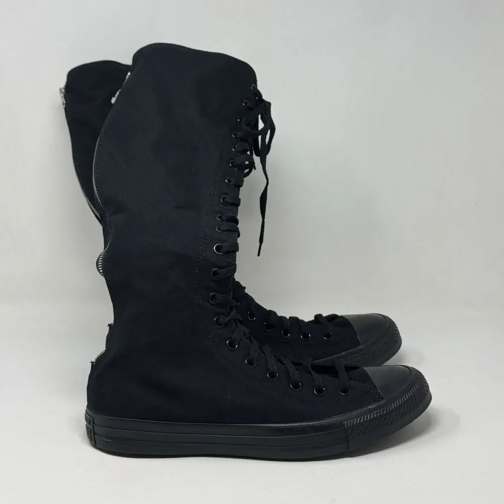Converse XXHI Knee High Sneakers Mens 13 Triple Black Back Zipper Skater Punk - Picture 2 of 14